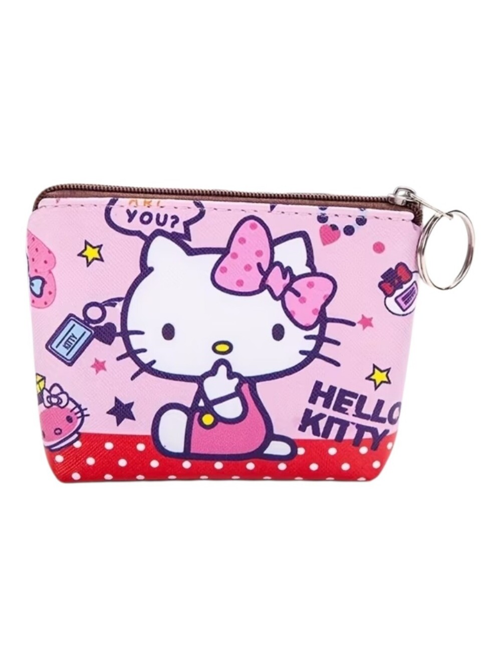 Hello Kitty Zipper Coin Purse Pink Red Trim